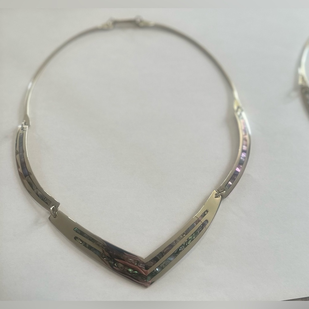 Vintage Abalone Taxco Mexican Alpaca Necklace (N108)